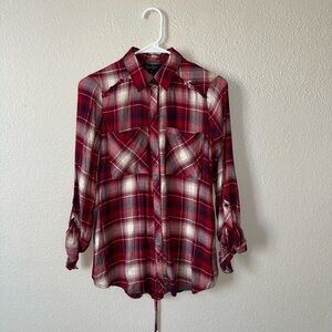 Red Plaid Button-Up Shirt